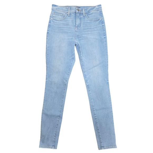 Express Skinny Mid Rise Hyper Stretch Light Wash Blue Denim Jeans Womens Size 6L - Picture 1 of 7